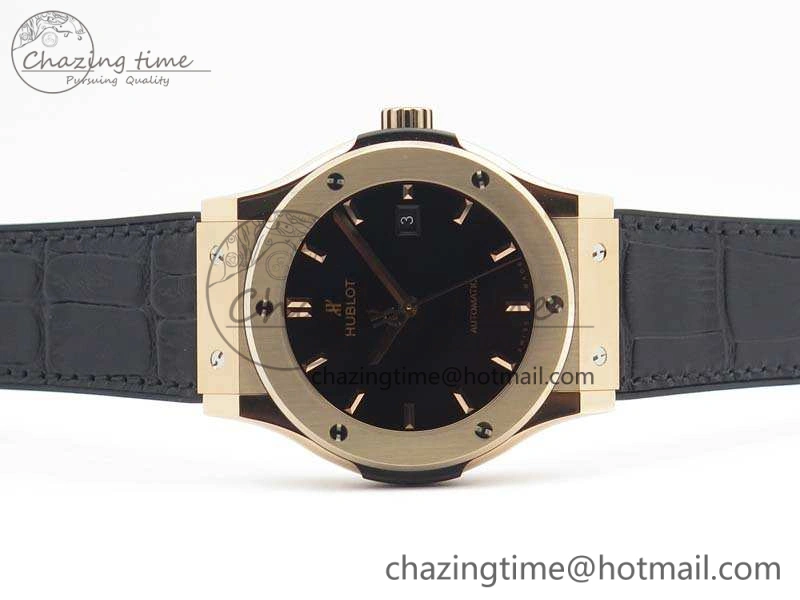 Classic Fusion 42mm RG JJF 1:1 Best Edition Black Dial On Gummy Strap A2892