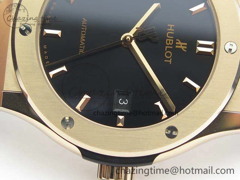 Classic Fusion 42mm RG JJF 1:1 Best Edition Black Dial On Gummy Strap A2892