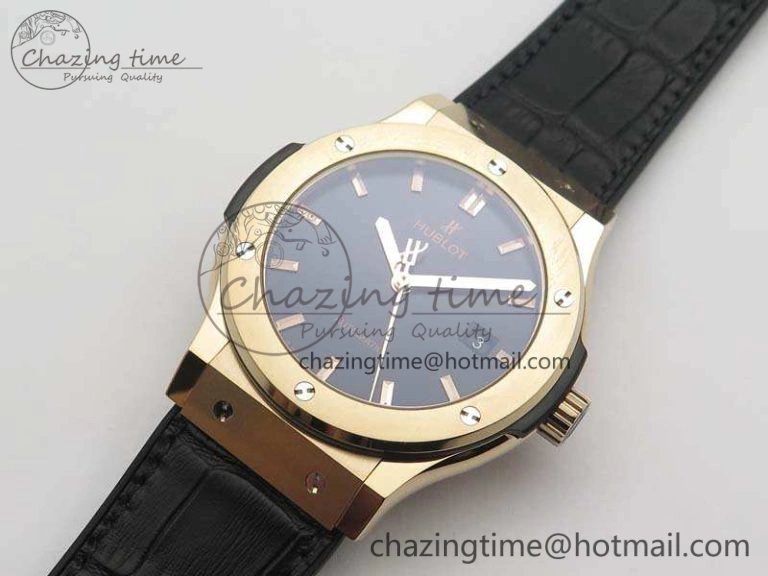 Classic Fusion 42mm RG JJF 1:1 Best Edition Black Dial On Gummy Strap A2892