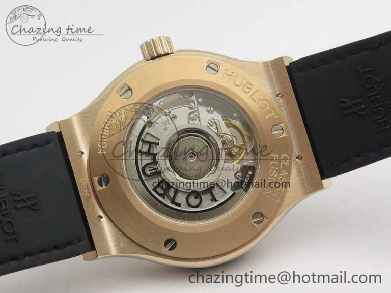 Classic Fusion 42mm RG JJF 1:1 Best Edition Black Dial On Gummy Strap A2892
