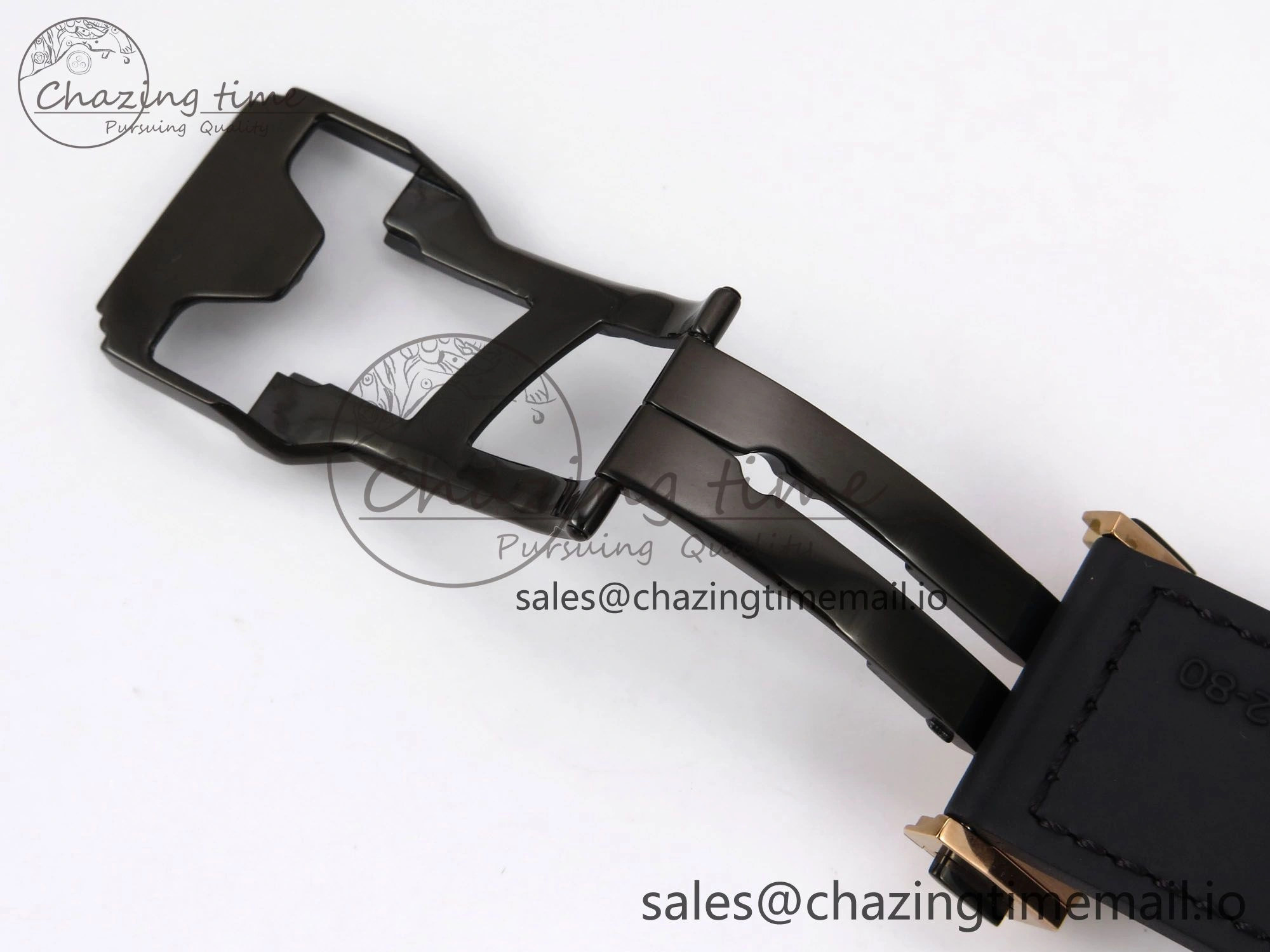 Classic Fusion 42mm RG JJF 1:1 Best Edition Black Dial on Black Gummy Leather Strap