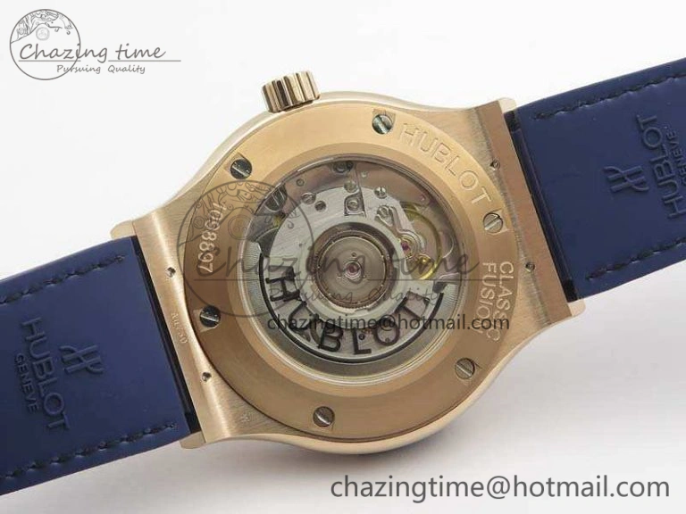 Classic Fusion 42mm RG JJF 1:1 Best Edition Blue Dial On Gummy Strap A2892