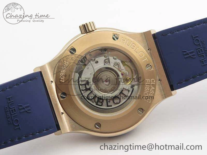 Classic Fusion 42mm RG JJF 1:1 Best Edition Blue Dial On Gummy Strap A2892