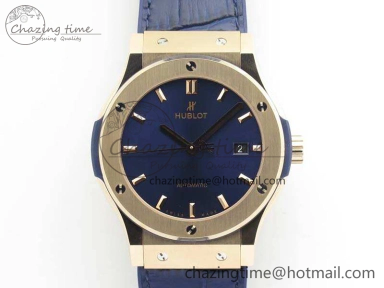 Classic Fusion 42mm RG JJF 1:1 Best Edition Blue Dial On Gummy Strap A2892