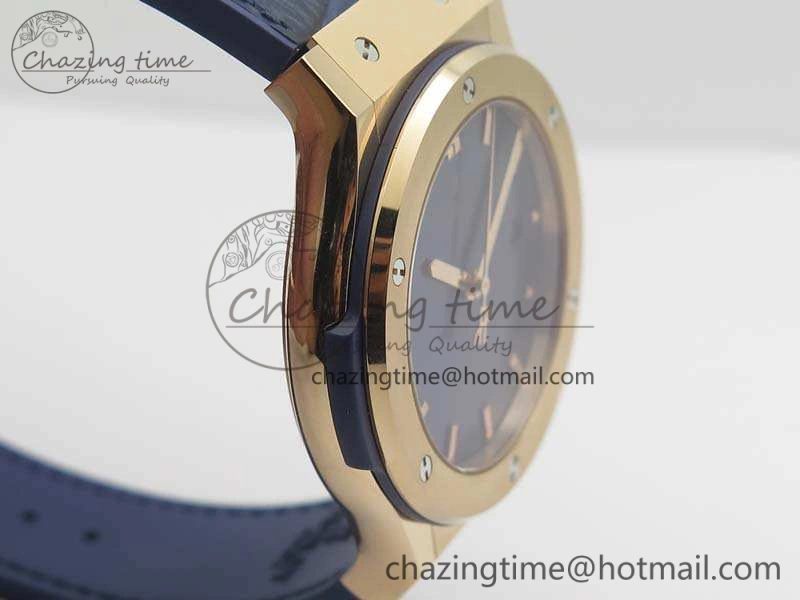 Classic Fusion 42mm RG JJF 1:1 Best Edition Blue Dial On Gummy Strap A2892