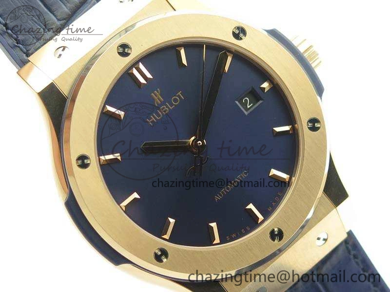 Classic Fusion 42mm RG JJF 1:1 Best Edition Blue Dial On Gummy Strap A2892