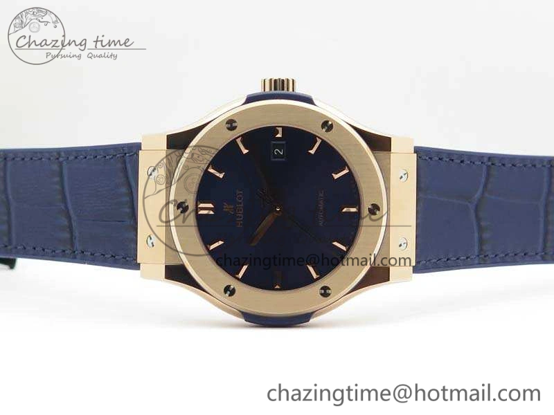 Classic Fusion 42mm RG JJF 1:1 Best Edition Blue Dial On Gummy Strap A2892