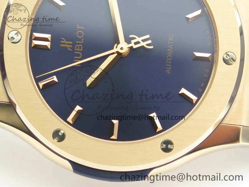 Classic Fusion 42mm RG JJF 1:1 Best Edition Blue Dial On Gummy Strap A2892
