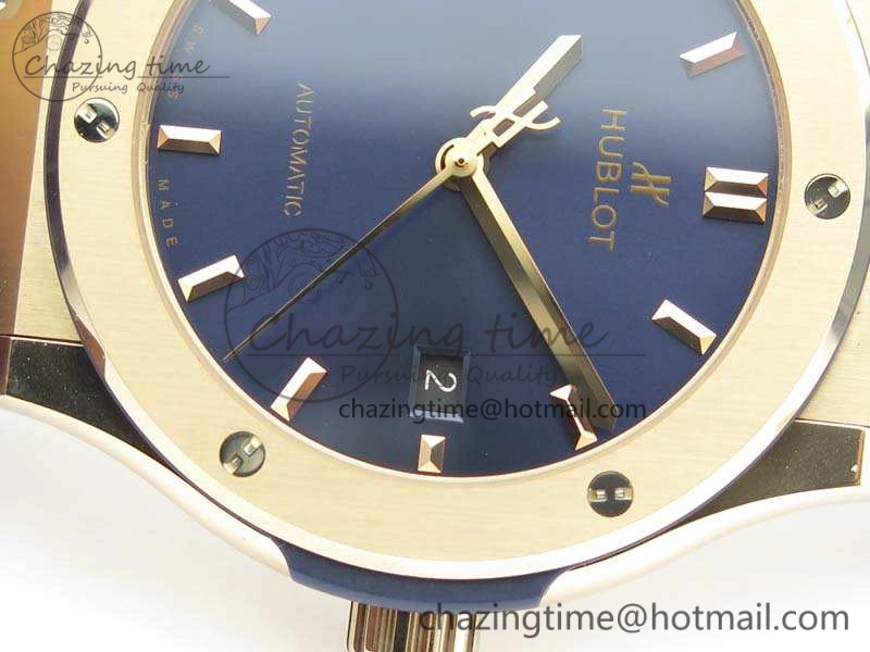 Classic Fusion 42mm RG JJF 1:1 Best Edition Blue Dial On Gummy Strap A2892