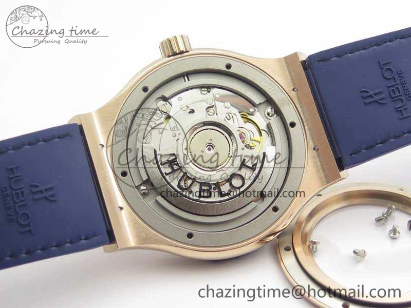 Classic Fusion 42mm RG JJF 1:1 Best Edition Blue Dial On Gummy Strap A2892