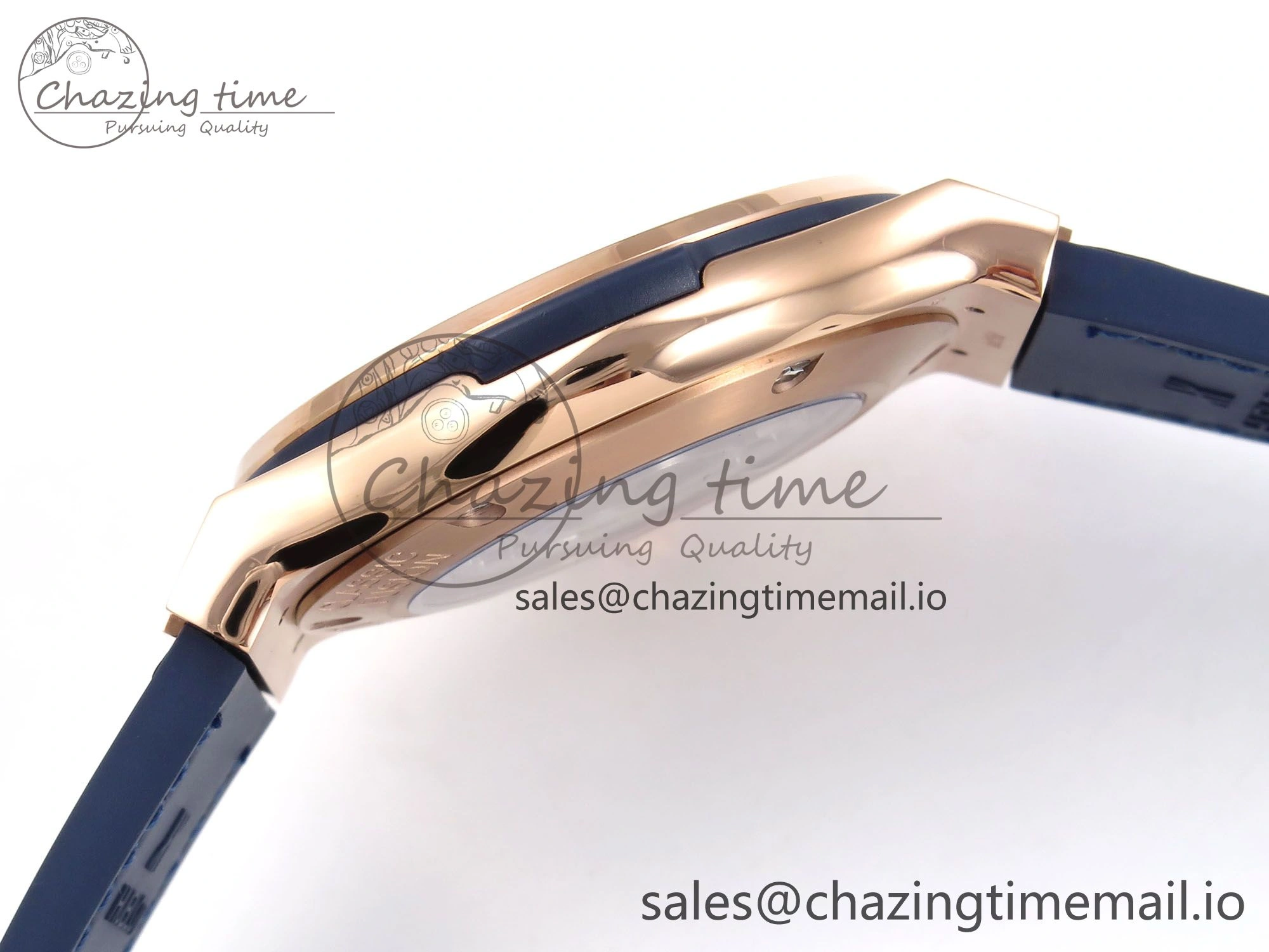 Classic Fusion 42mm RG JJF 1:1 Best Edition Blue Dial on Blue Gummy Leather Strap