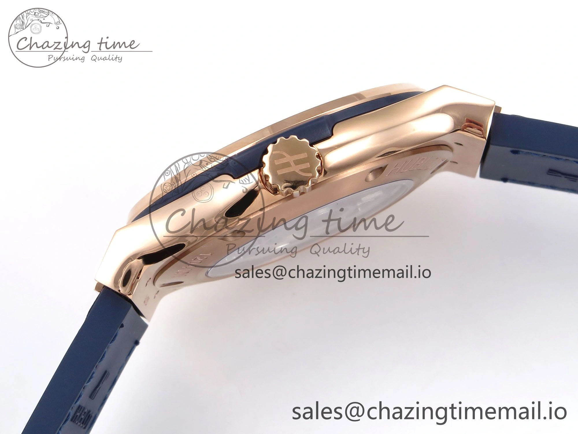 Classic Fusion 42mm RG JJF 1:1 Best Edition Blue Dial on Blue Gummy Leather Strap