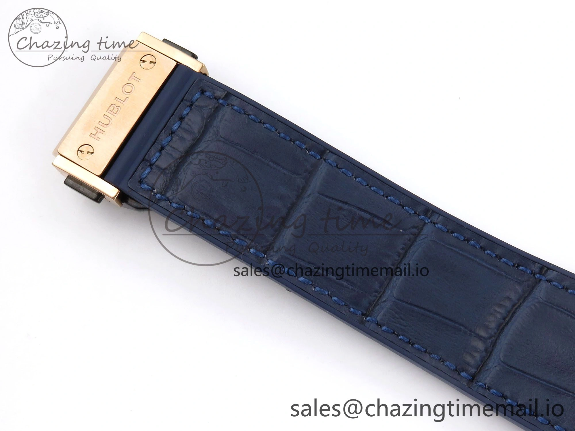 Classic Fusion 42mm RG JJF 1:1 Best Edition Blue Dial on Blue Gummy Leather Strap