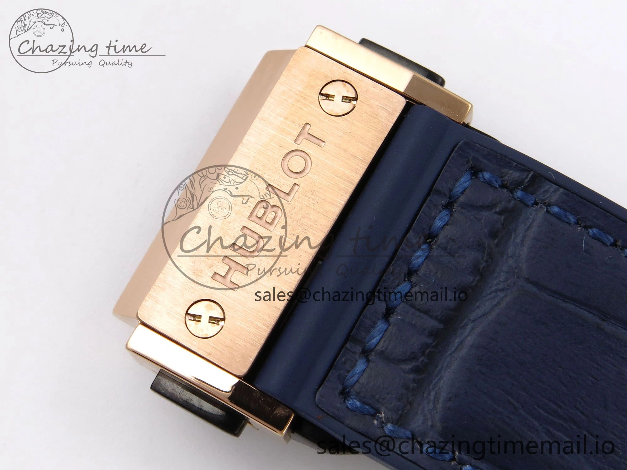 Classic Fusion 42mm RG JJF 1:1 Best Edition Blue Dial on Blue Gummy Leather Strap