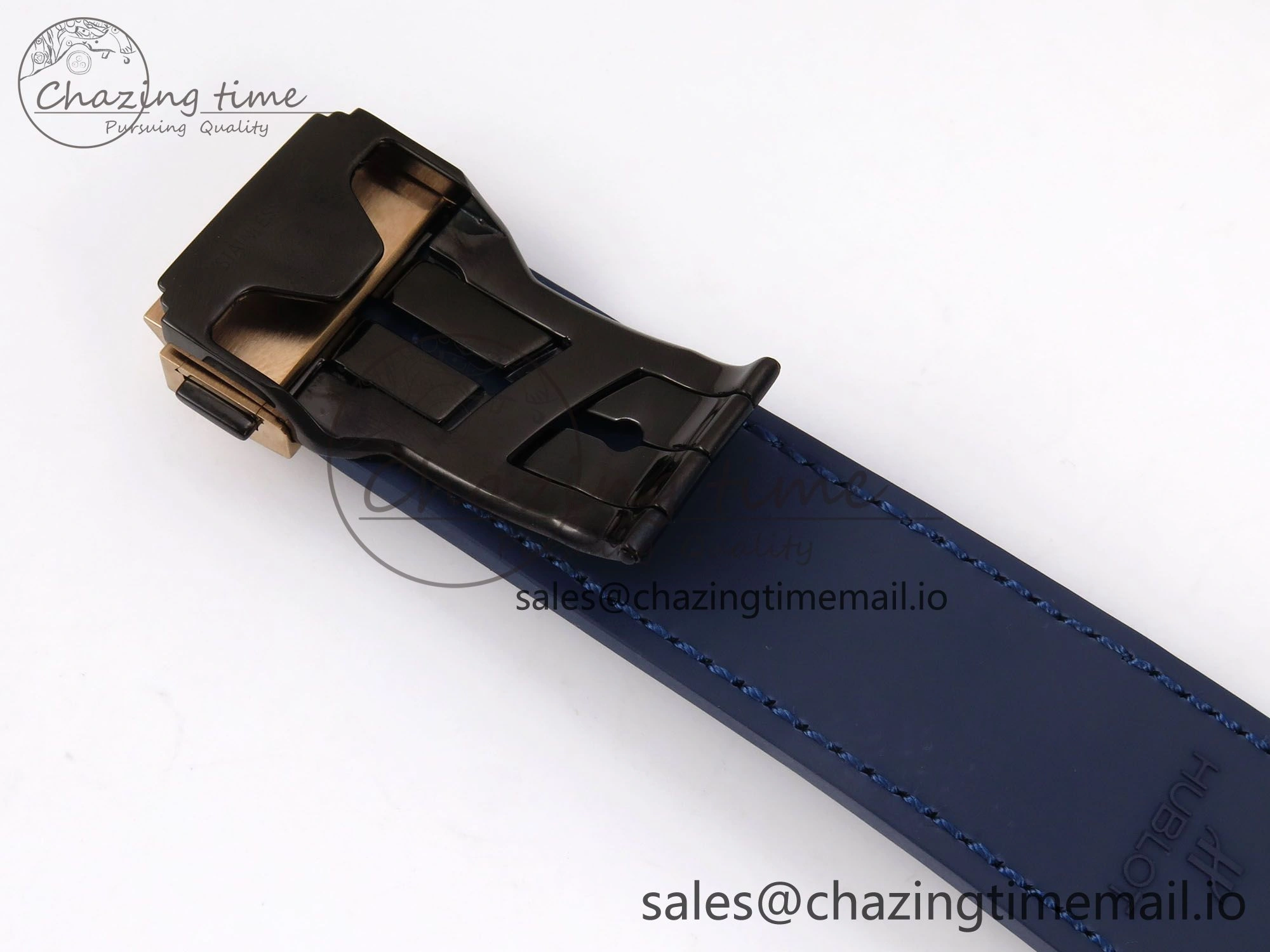 Classic Fusion 42mm RG JJF 1:1 Best Edition Blue Dial on Blue Gummy Leather Strap