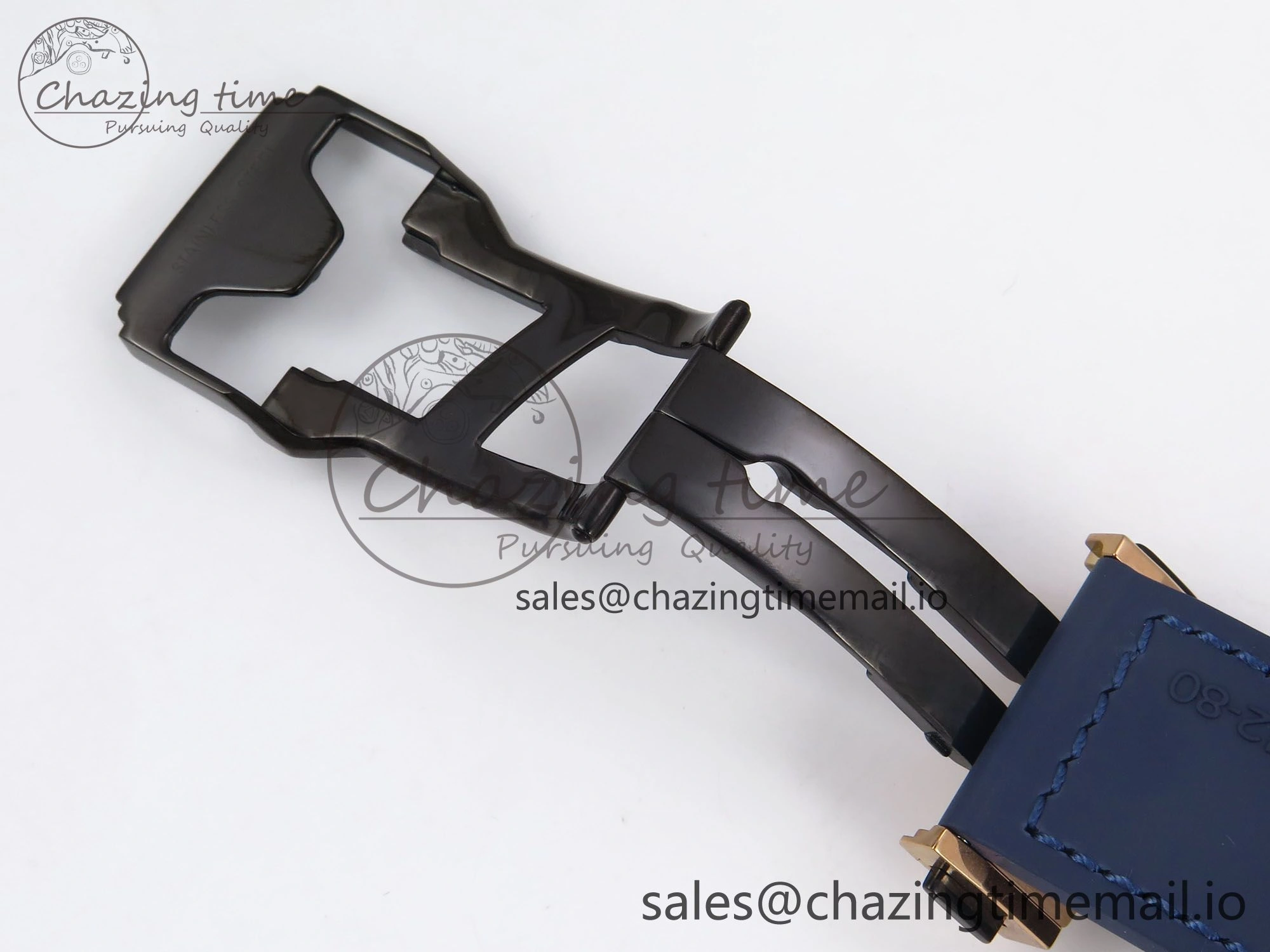 Classic Fusion 42mm RG JJF 1:1 Best Edition Blue Dial on Blue Gummy Leather Strap