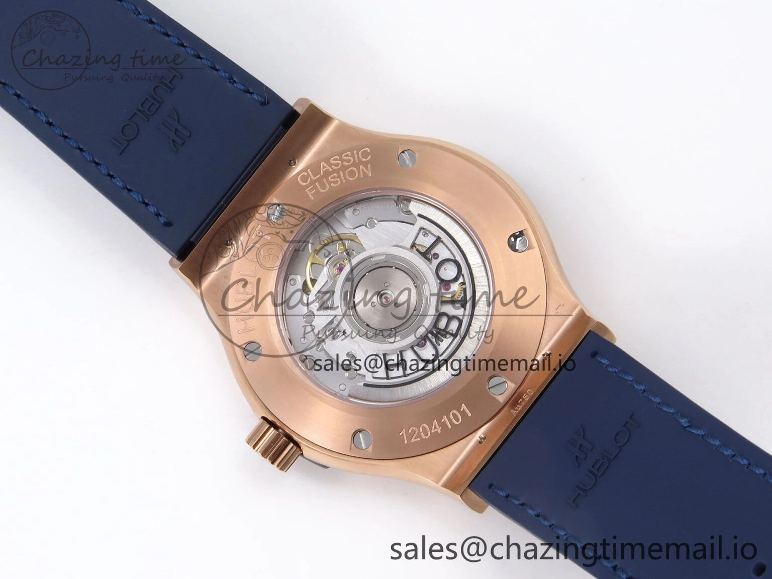 Classic Fusion 42mm RG JJF 1:1 Best Edition Blue Dial on Blue Gummy Leather Strap