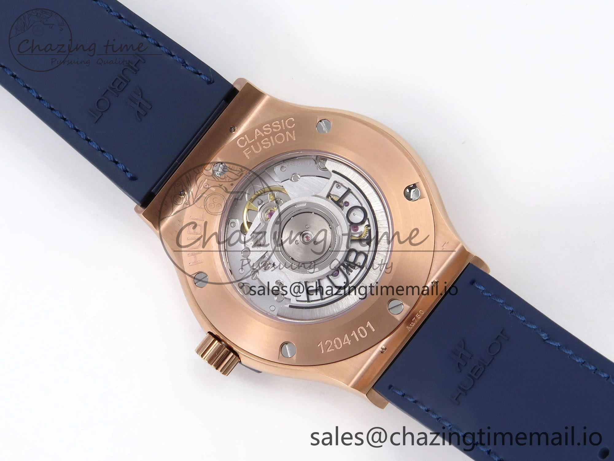 Classic Fusion 42mm RG JJF 1:1 Best Edition Blue Dial on Blue Gummy Leather Strap