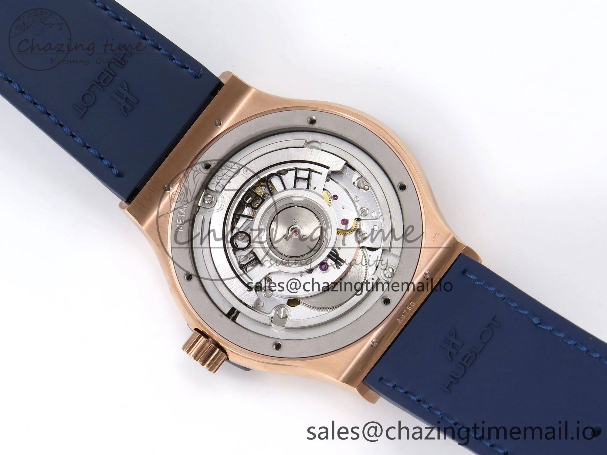 Classic Fusion 42mm RG JJF 1:1 Best Edition Blue Dial on Blue Gummy Leather Strap