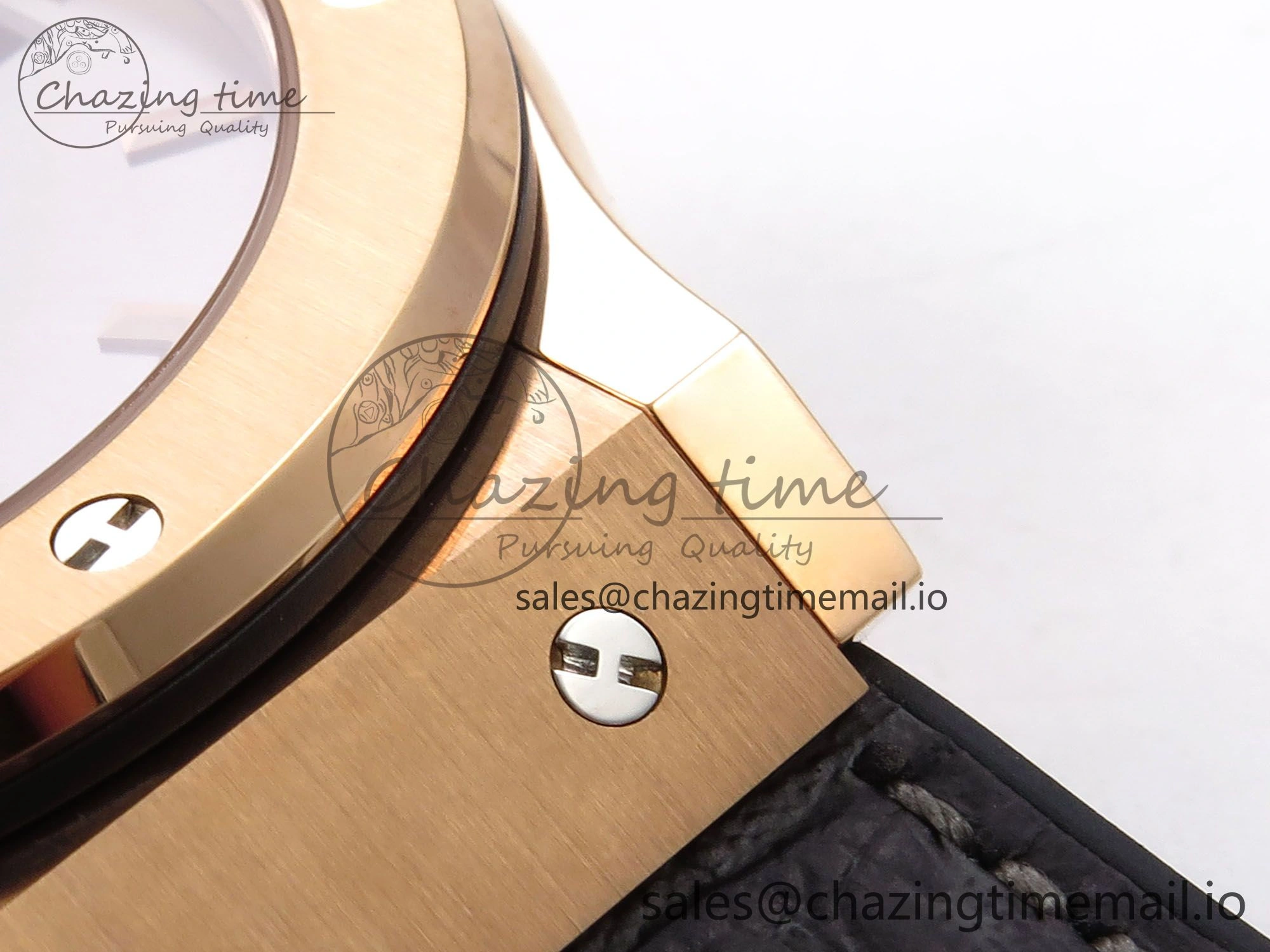 Classic Fusion 42mm RG JJF 1:1 Best Edition Gray Dial on Black Gummy Leather Strap