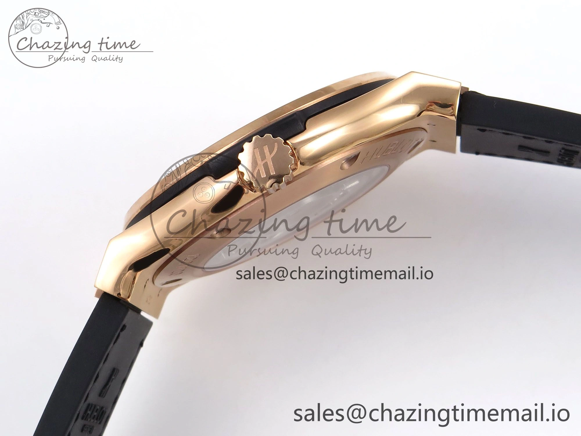 Classic Fusion 42mm RG JJF 1:1 Best Edition Gray Dial on Black Gummy Leather Strap
