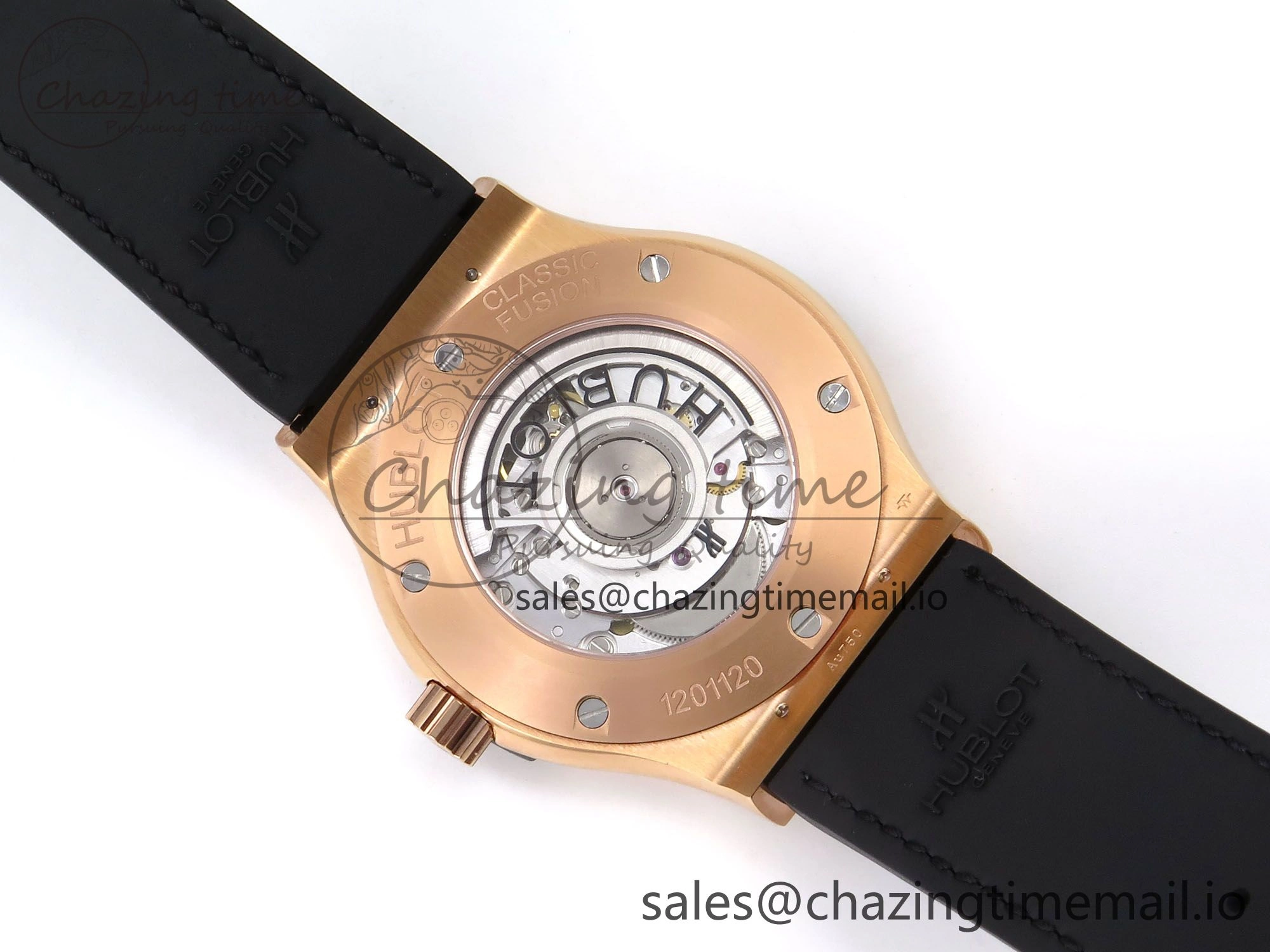 Classic Fusion 42mm RG JJF 1:1 Best Edition Gray Dial on Black Gummy Leather Strap