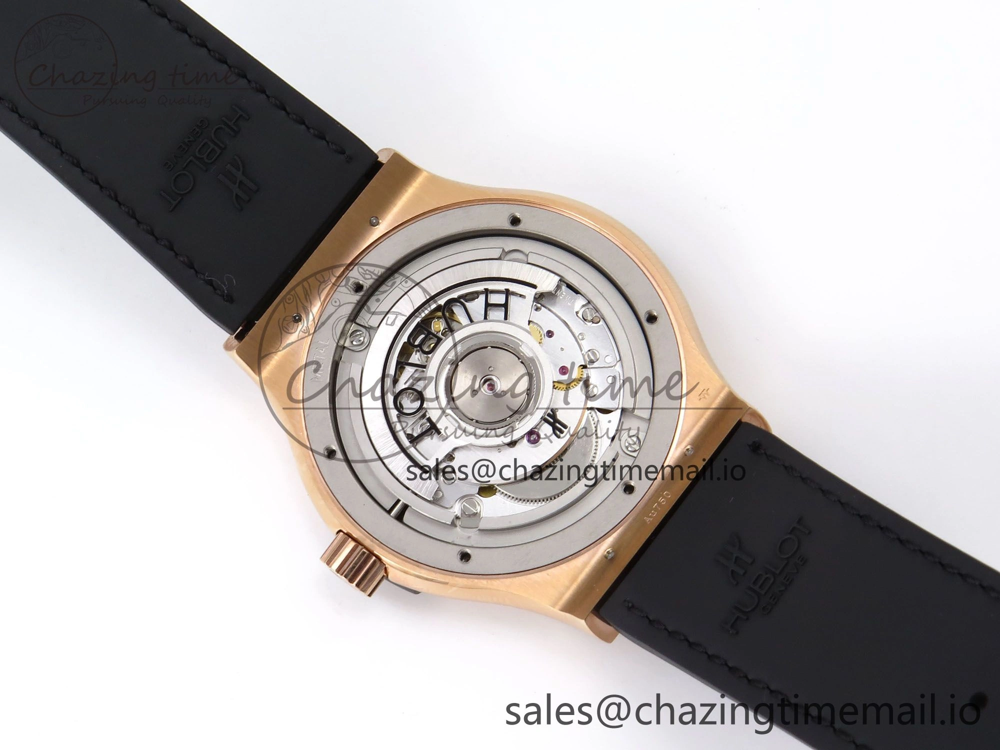 Classic Fusion 42mm RG JJF 1:1 Best Edition Gray Dial on Black Gummy Leather Strap