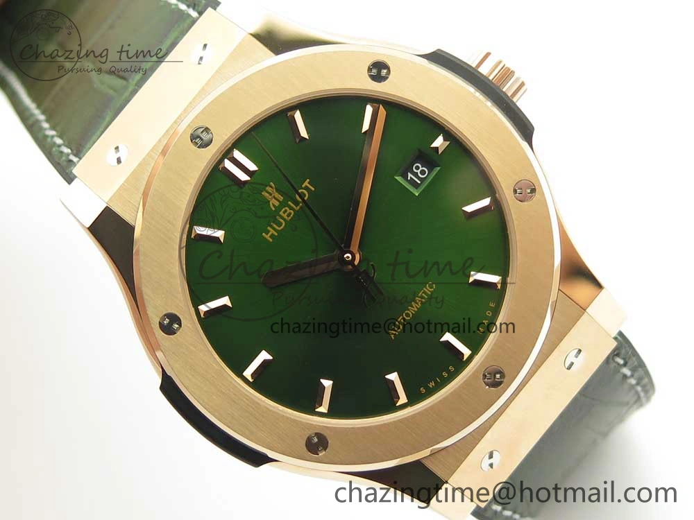 Classic Fusion 42mm RG JJF 1:1 Best Edition Green Dial on Green Gummy Strap A2892