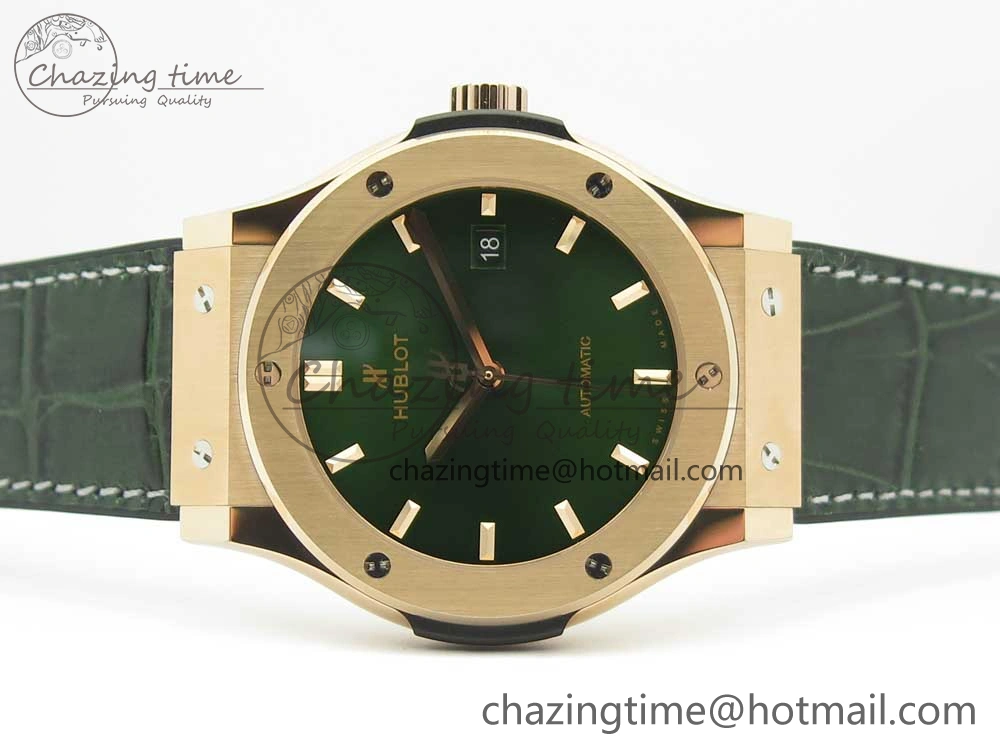 Classic Fusion 42mm RG JJF 1:1 Best Edition Green Dial on Green Gummy Strap A2892