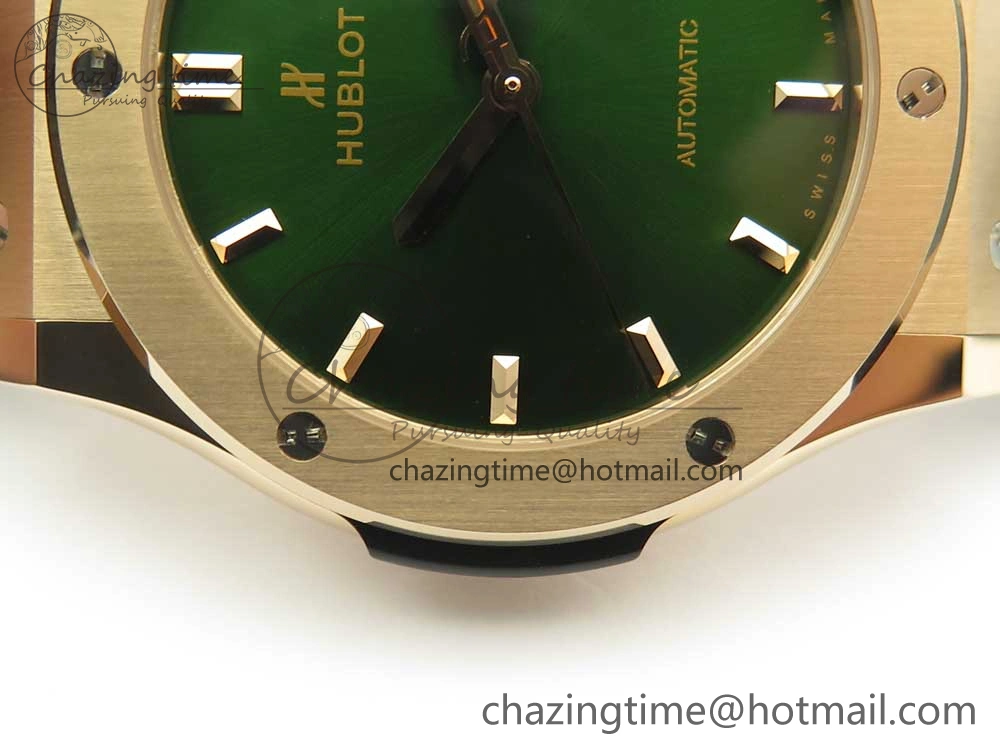 Classic Fusion 42mm RG JJF 1:1 Best Edition Green Dial on Green Gummy Strap A2892