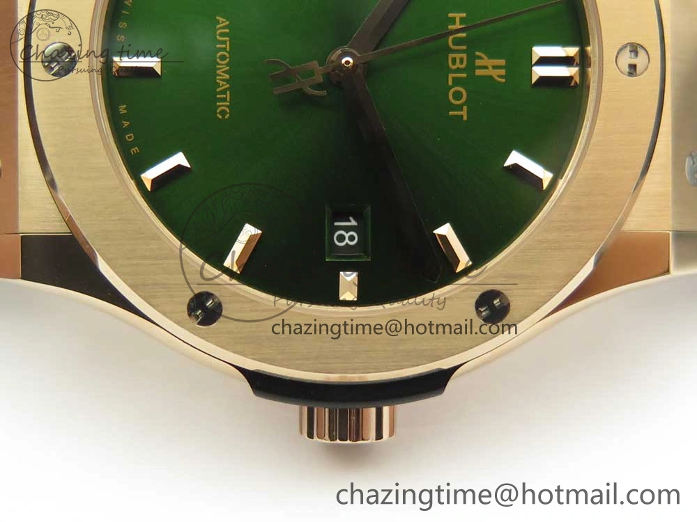 Classic Fusion 42mm RG JJF 1:1 Best Edition Green Dial on Green Gummy Strap A2892
