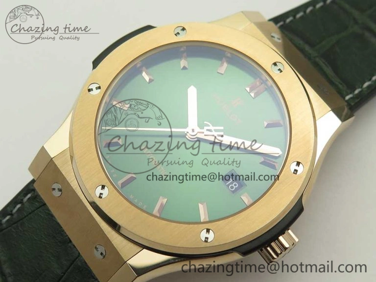 Classic Fusion 42mm RG JJF 1:1 Best Edition Green Dial on Green Gummy Strap A2892