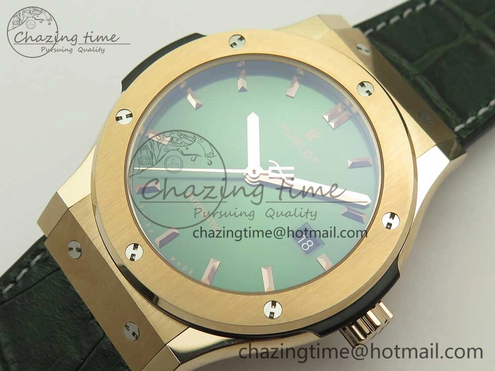 Classic Fusion 42mm RG JJF 1:1 Best Edition Green Dial on Green Gummy Strap A2892