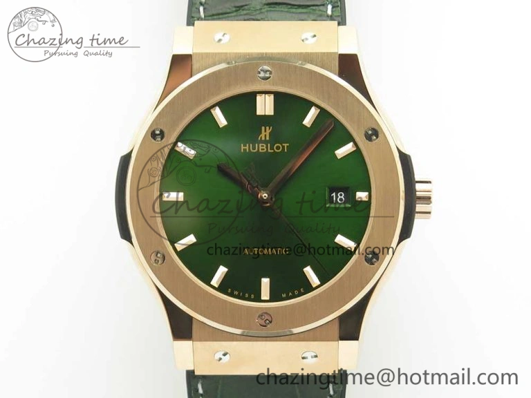 Classic Fusion 42mm RG JJF 1:1 Best Edition Green Dial on Green Gummy Strap A2892