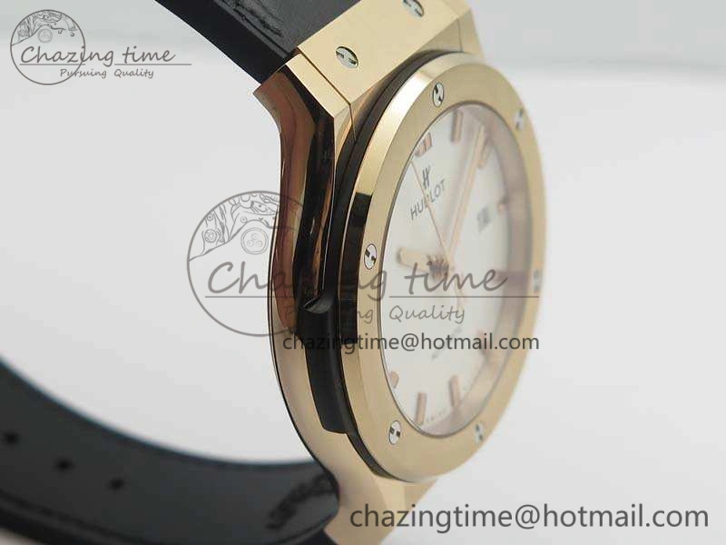 Classic Fusion 42mm RG JJF 1:1 Best Edition White Dial On Gummy Strap A2892