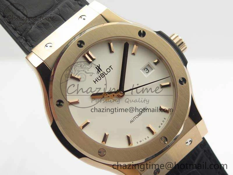 Classic Fusion 42mm RG JJF 1:1 Best Edition White Dial On Gummy Strap A2892