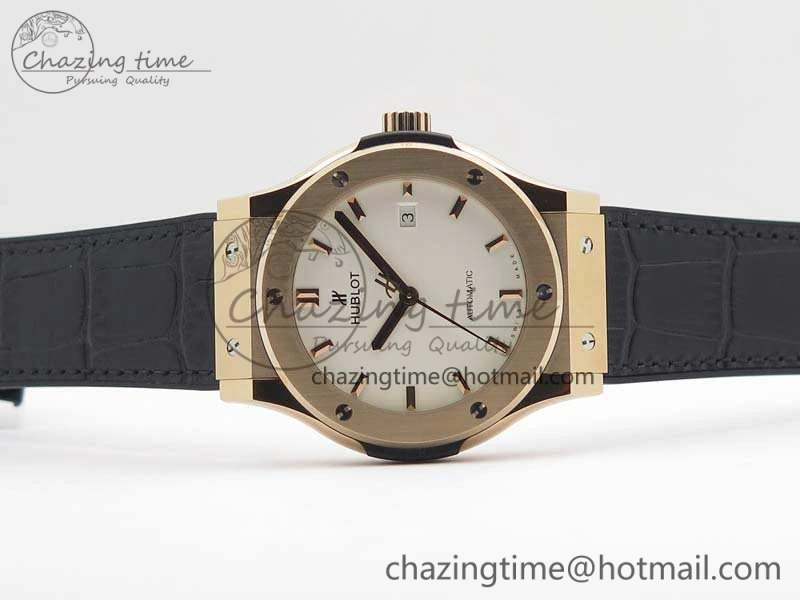 Classic Fusion 42mm RG JJF 1:1 Best Edition White Dial On Gummy Strap A2892