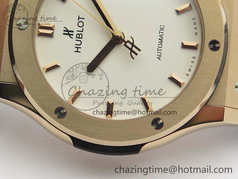 Classic Fusion 42mm RG JJF 1:1 Best Edition White Dial On Gummy Strap A2892