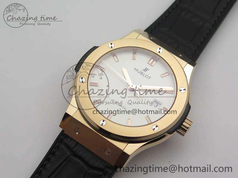 Classic Fusion 42mm RG JJF 1:1 Best Edition White Dial On Gummy Strap A2892