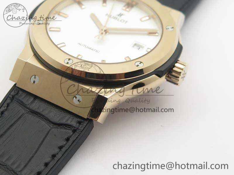 Classic Fusion 42mm RG JJF 1:1 Best Edition White Dial On Gummy Strap A2892