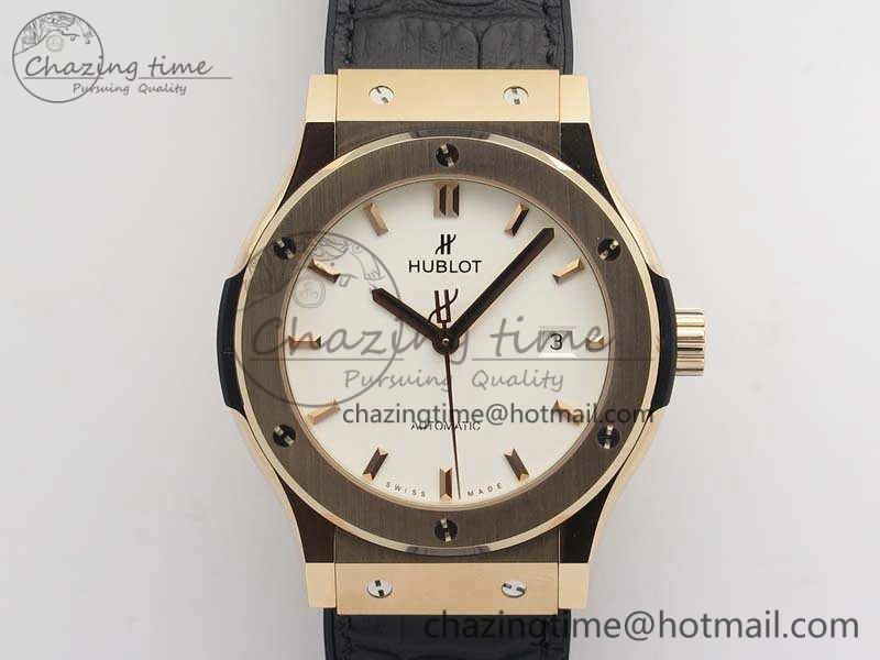 Classic Fusion 42mm RG JJF 1:1 Best Edition White Dial On Gummy Strap A2892