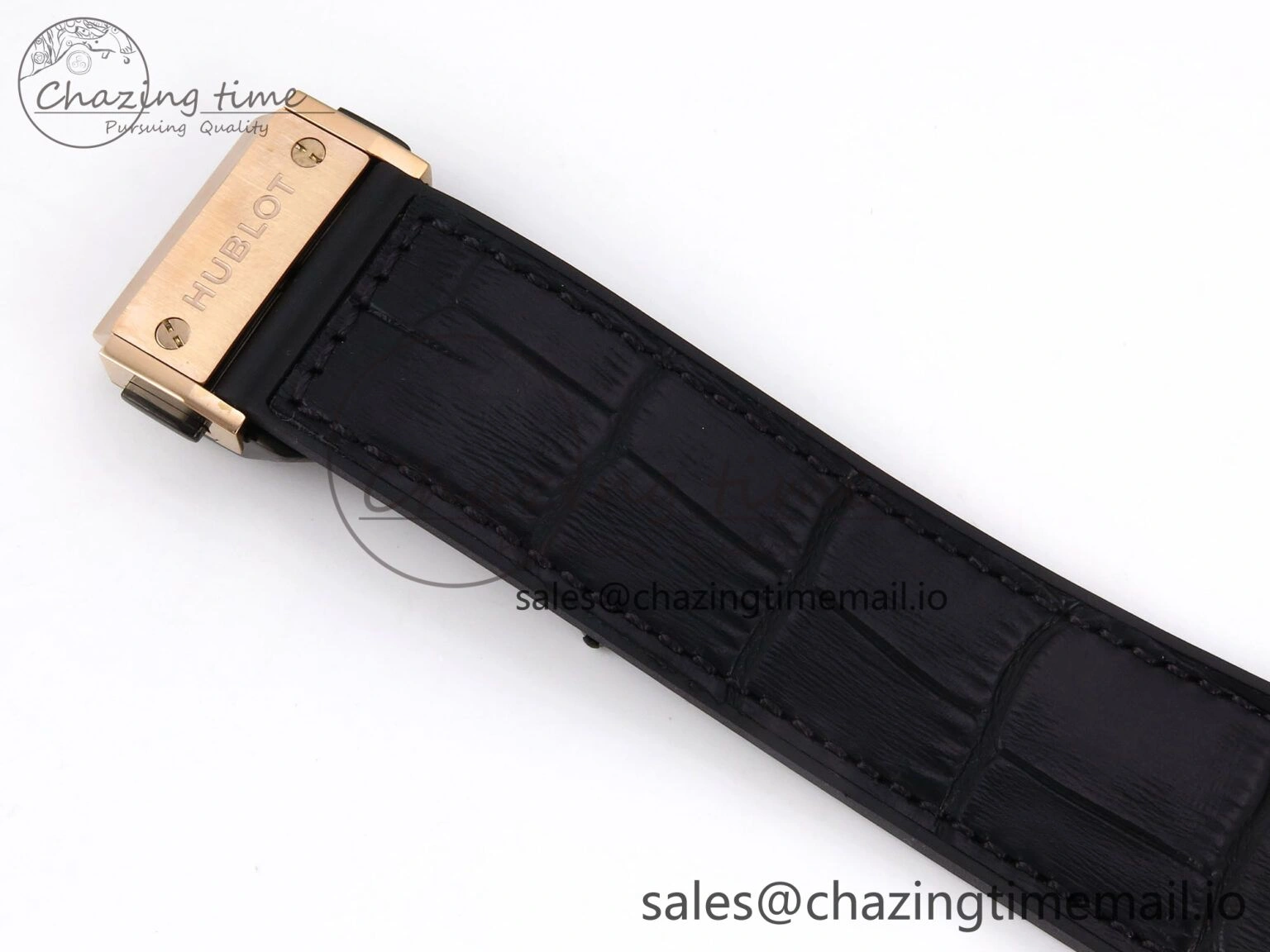 Classic Fusion 42mm RG JJF 1:1 Best Edition White Dial on Black Gummy Leather Strap