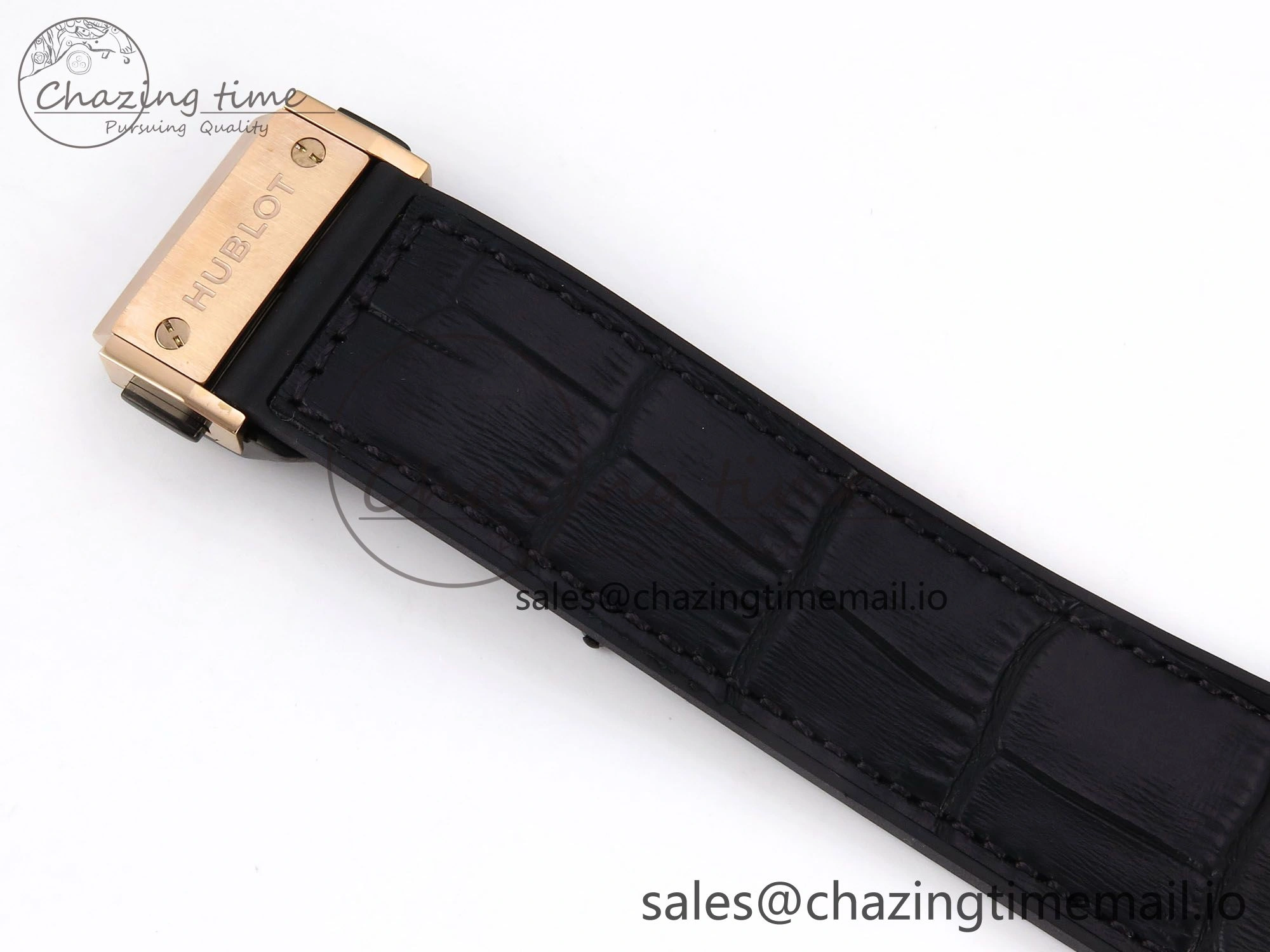 Classic Fusion 42mm RG JJF 1:1 Best Edition White Dial on Black Gummy Leather Strap