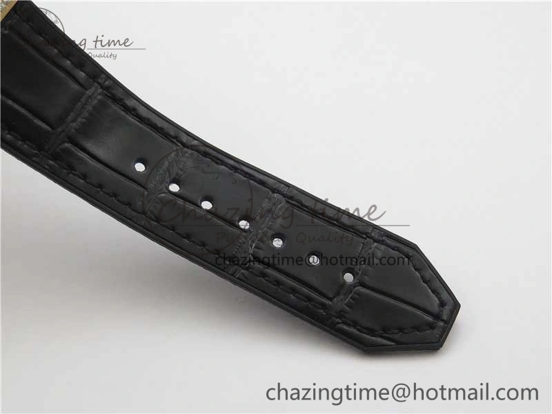 Classic Fusion 42mm RG Paved Diamonds Bezel B50F Black Dial On Gummy Strap A2892