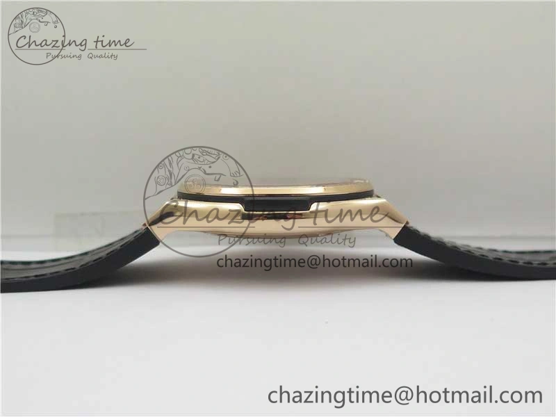 Classic Fusion 42mm RG Paved Diamonds Case Bezel B50F Black Dial On Gummy Strap A2892