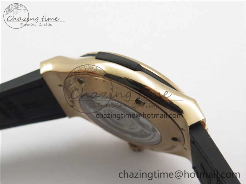 Classic Fusion 42mm RG Paved Diamonds Case Bezel B50F Black Dial On Gummy Strap A2892