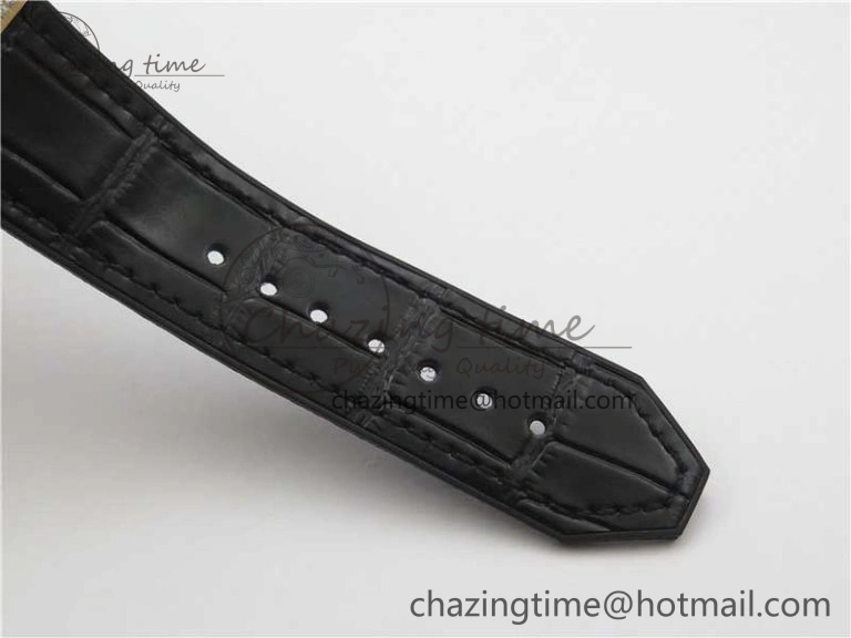Classic Fusion 42mm RG Paved Diamonds Case Bezel B50F Black Dial On Gummy Strap A2892