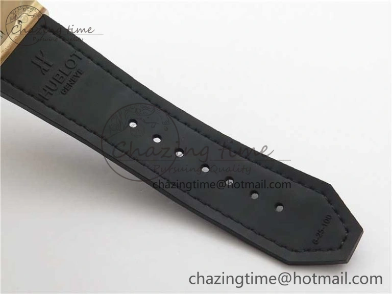 Classic Fusion 42mm RG Paved Diamonds Case Bezel B50F Black Dial On Gummy Strap A2892