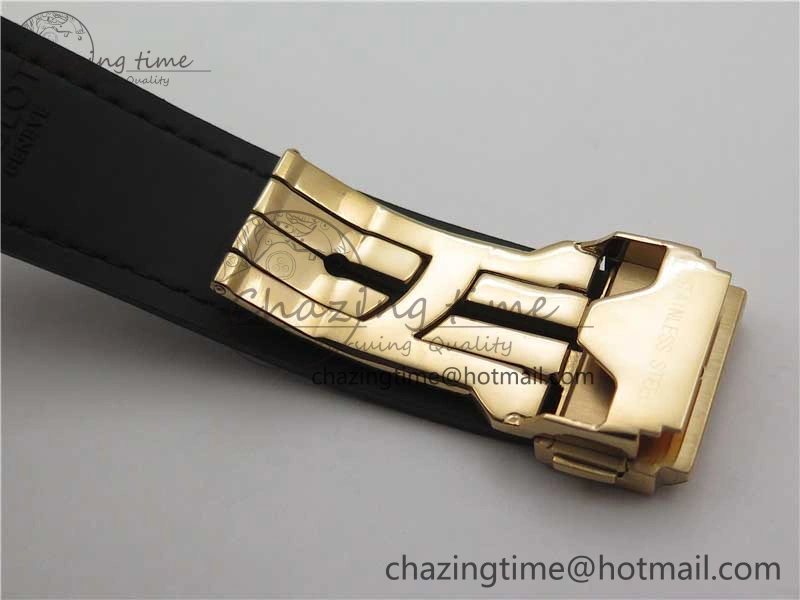 Classic Fusion 42mm RG Paved Diamonds Case Bezel B50F Black Dial On Gummy Strap A2892