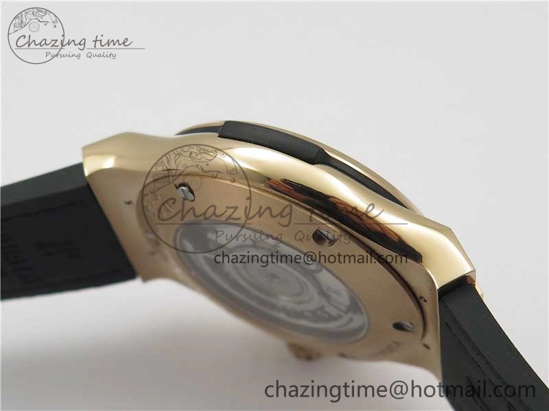 Classic Fusion 42mm RG Paved Diamonds Case Bezel B50F Gray Dial On Gummy Strap A2892
